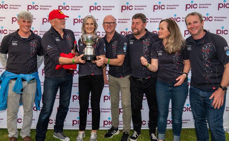 The crew of Romanza accepting their award at prizegiving - 2024 PIC Coastal Classic photo copyright Ash Boyd / PIC Coastal Classic taken at Wakatere Boating Club