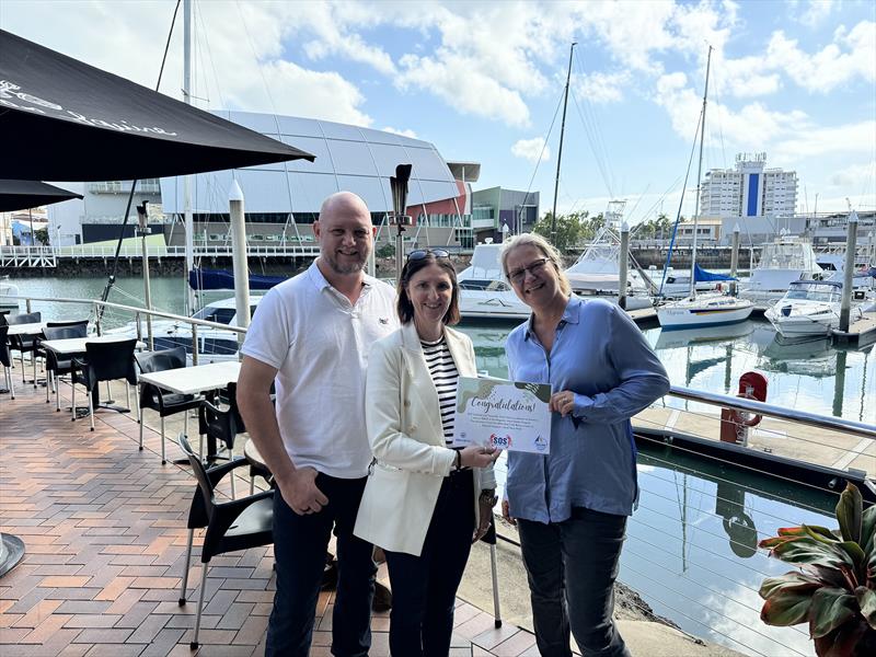 Steve and Kelli from SOS Seafood with Dr Ali Bee from Magnetic Island Koala Hospital photo copyright SMIRW taken at Townsville Yacht Club