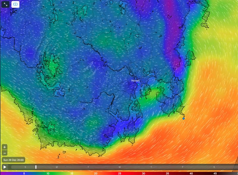 Sunday 29 December 2024 2000hrs AEDT - photo © Predictwind.com