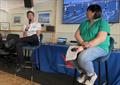 Dylan Fletcher and NSC Commodore Sarah Carswell © Emirates Great Britain SailGP Team