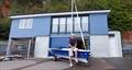 Babbacombe Corinthian Sailing Club Commodore Adrian Mark in front of the new clubhouse on Oddicombe Beach © Keith Rossiter