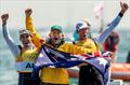 Mat Belcher OAM, Victor Kovalenko OAM and Malcolm Page OAM at the London 2012 Olympics © Australian Sailing