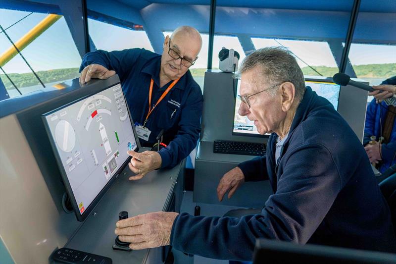 Mark Day, Lecturer and Patrick Beasley in the bridge simulator - photo © Ruth Sparkes