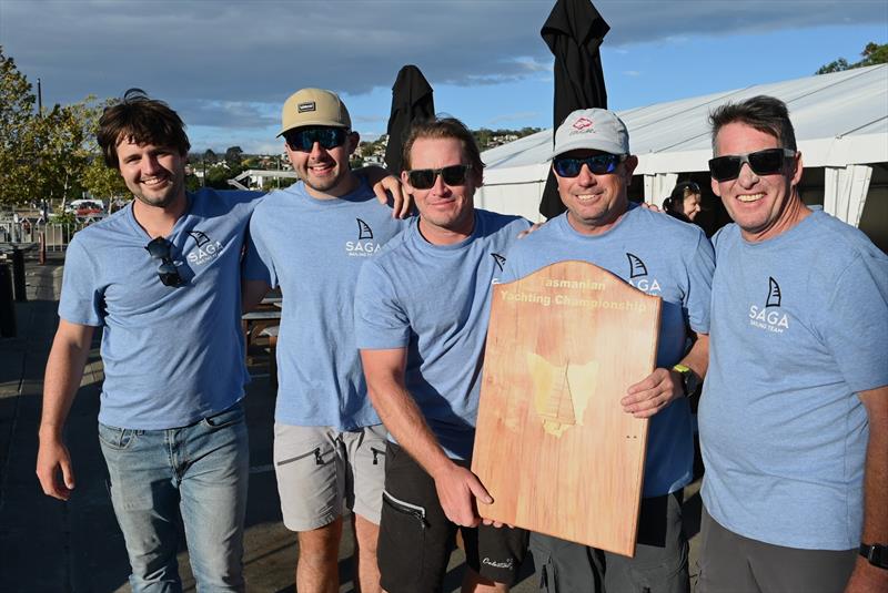 Saga skipper Troy Grafton with his crew - 21st Banjo's Shoreline Crown Series Bellerive Regatta photo copyright Shane Rollins taken at Bellerive Yacht Club