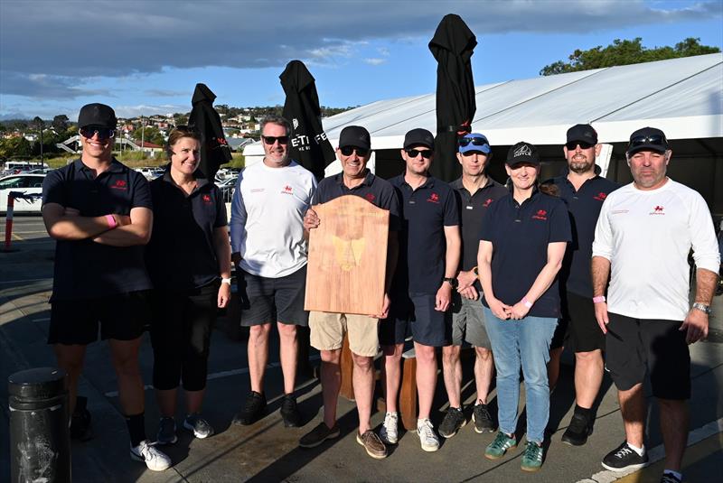 David Calvert (centre) with the crew from Intrigue - 21st Banjo's Shoreline Crown Series Bellerive Regatta photo copyright Shane Rollins taken at Bellerive Yacht Club