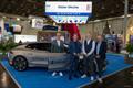 Hauke Berndt from KYC (right) and Lord Mayor Ulf Kämpfer (2nd from left) sealed premium  partnerships for Kieler Woche 2026 with Burghard Weller (left), head of the WELLER car dealership group, and Klaus Hartmann from DENZA (2nd from right) &copy; Christian Beeck / Kieler Woche