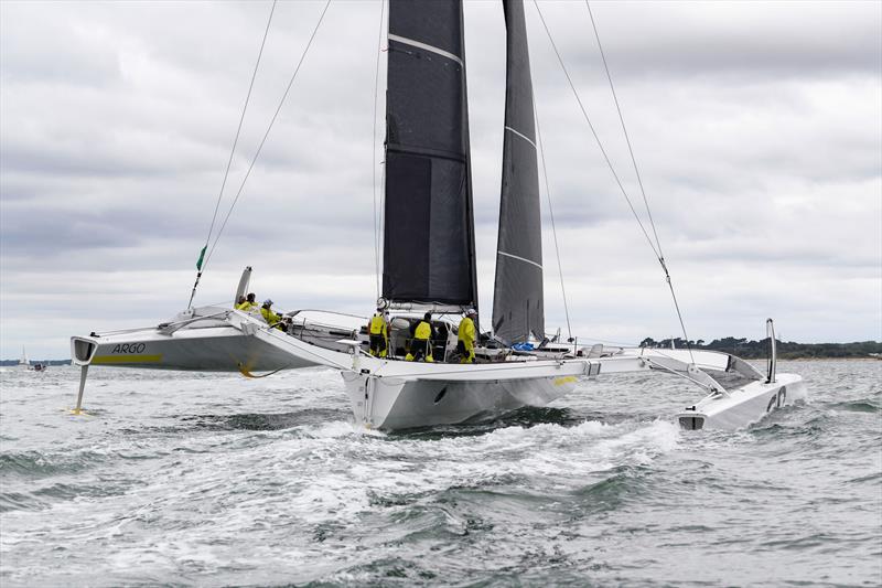 First out of the Solent: Jason Carroll's Argo - Centenary Rolex Fastnet Race - photo © Rick Tomlinson / RORC