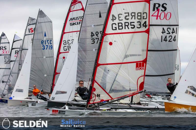 Seldén Sailjuice Winter Series founder Andy Rice out in his Musto Skiff during the Oxford Blue - photo © Tim Olin / www.olinphoto.co.uk