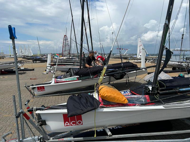 WPNSA – Musto Skiff sailors arrive at the 2024 Worlds photo copyright Carolyn Shelley taken at Weymouth & Portland Sailing Academy and featuring the Musto Skiff class