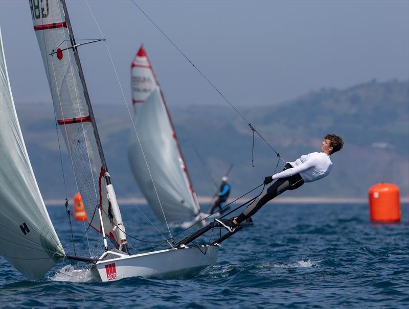 Luca De Jong - Day 3 of the ACO 13th Musto Skiff 2024 Worlds at the WPNSA photo copyright Michael Oliver taken at Weymouth & Portland Sailing Academy and featuring the Musto Skiff class