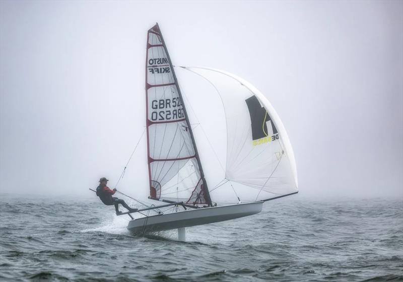 Graeme Oliver – Sailing through fog at the 2024 Musto Skiff Open - photo © Michael Oliver