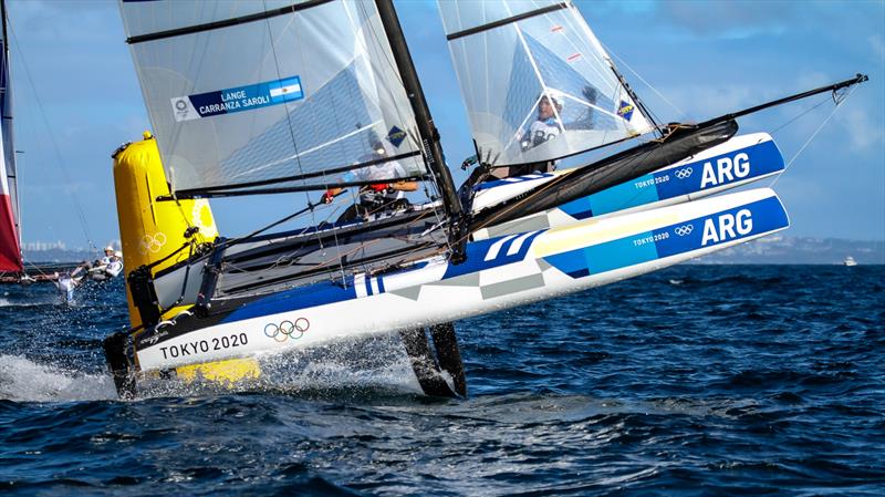 Defending Olympic Champions - Santiago Lange and Cecilia Saroli (ARG) - Nacra 17 - Tokyo2020 - Day 10 - August 4, , Enoshima, Japan photo copyright Richard Gladwell - Sail-World.com/nz taken at  and featuring the Nacra 17 class