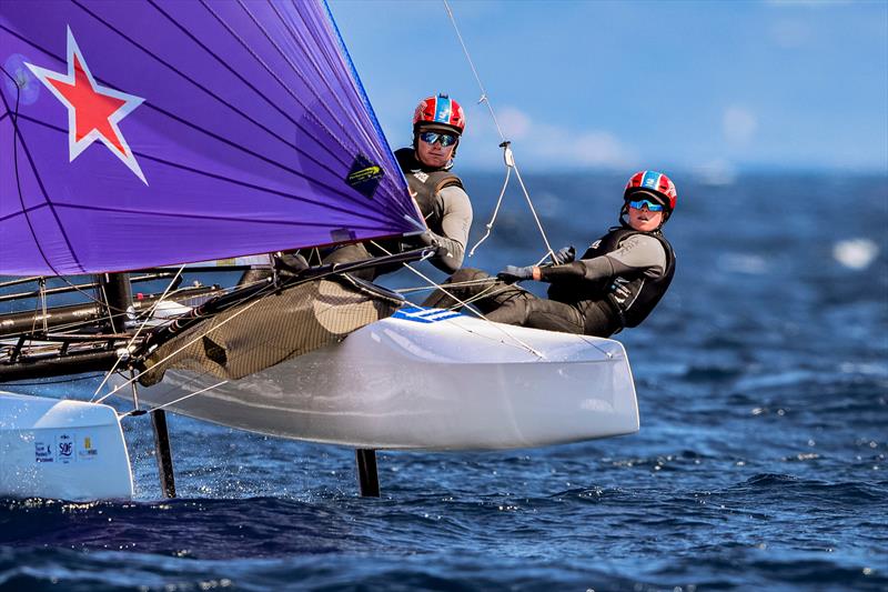 Micah Wilkinson & Erica Dawson (NZL) - Nacra 17 - Day 4 - NZL Sailing Team - Semaine Olympique Française de Hyères - April 2022 photo copyright Sailing Energy/FFVoile taken at  and featuring the Nacra 17 class