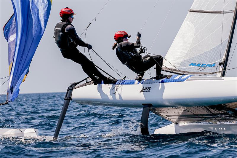 Micah Wilkinson & Erica Dawson (NZL) - Nacra 17 - Day 5 - NZL Sailing Team - Semaine Olympique Française de Hyères - April 2022 photo copyright Sailing Energy/FFVoile taken at  and featuring the Nacra 17 class