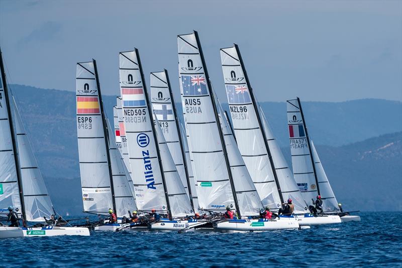 Jason Waterhouse and Lisa Darmanin off the start - 2023 Hyeres Regatta - photo © Beau Outteridge / Australian Sailing Team