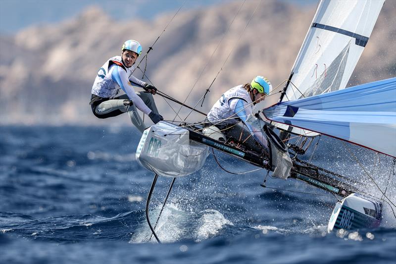 Mateo Majdalani/Eugenia Bosco (ARG) - Mixed Multihull - Nacra 17 - Day 7 - Marseille - Paris2024 Olympic Regatta - August 3, 2024 photo copyright World Sailing / Lloyd Images taken at  and featuring the Nacra 17 class