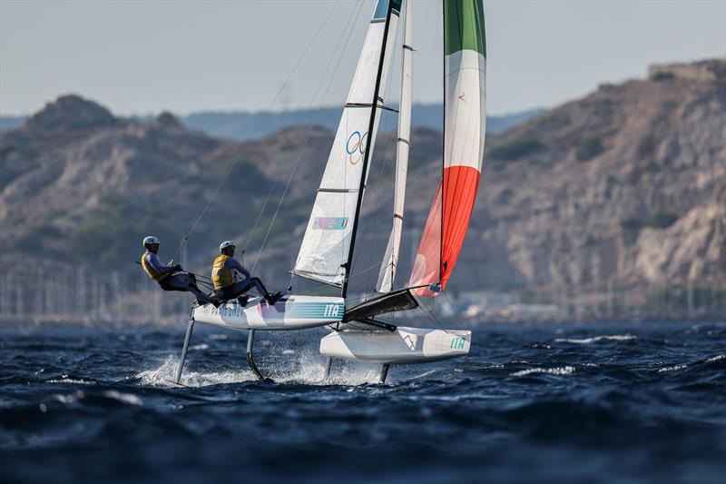 Ruggero Tita & Caterina Banti (ITA) in the Mixed Multihull on August 4 in Marseille at the Paris 2024 Olympic Regatta - photo © World Sailing / Sander van der Borch