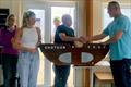 Paul Turner presents Ed Willett and Sarah Robinson with the Shotgun Trophy - National 12 training and open meeting at Whitefriars © Markus Holden