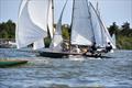 Norfolk Punt 'Jackdaw' threading the needle between BODs - Barton Regatta © Trish Barnes