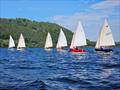 Six boats in line on a broad reach during the Gaffling Dinghy Championship at Ullswater © Mary Gibbs