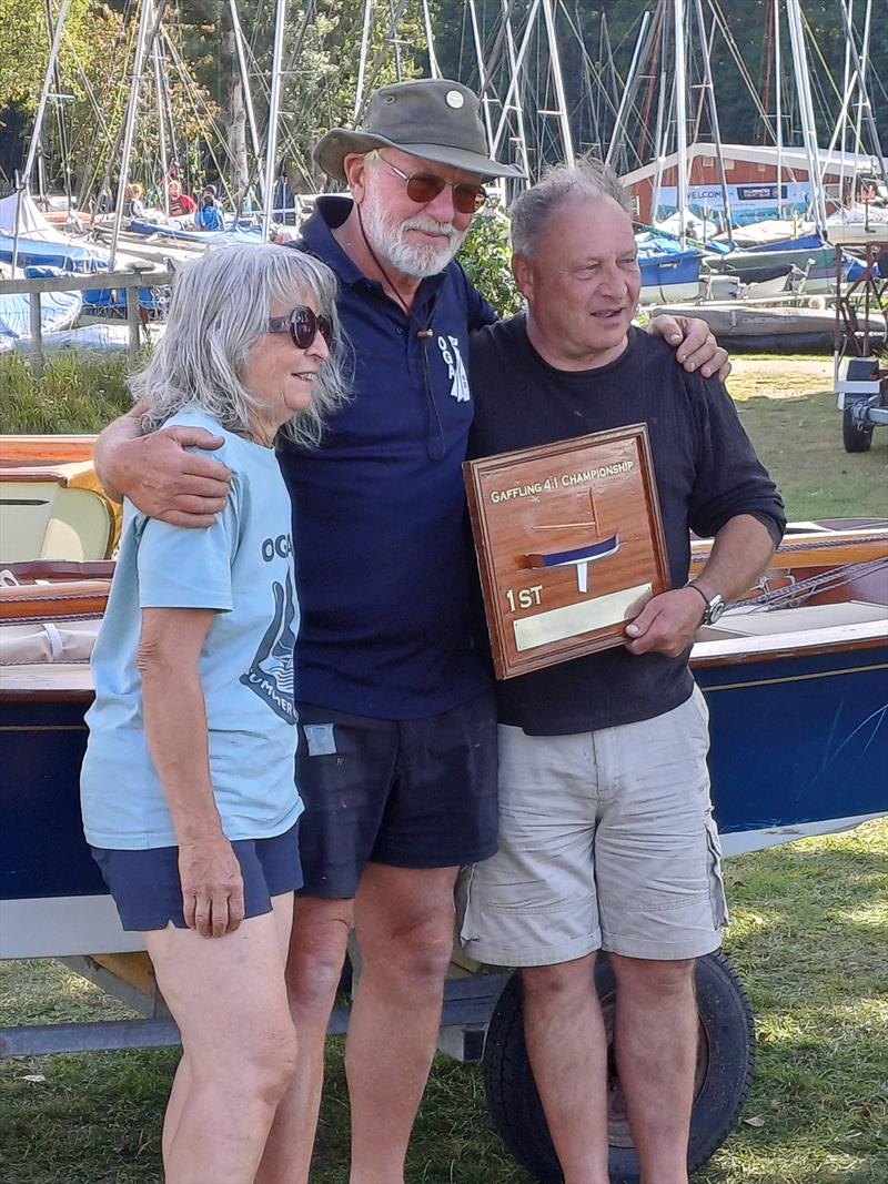 Winners (l-r) Beverley Yates, Peter Elliston and Jermey Lambert at the Gaffling Dinghy Championship at Ullswater - photo © Steve Yates