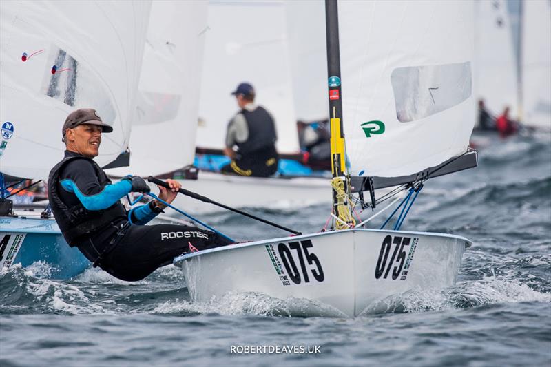 OK Dinghy Worlds Day 3 - Jens Eckardt, DEN photo copyright Robert Deaves / www.robertdeaves.uk taken at Lyme Regis Sailing Club and featuring the OK class