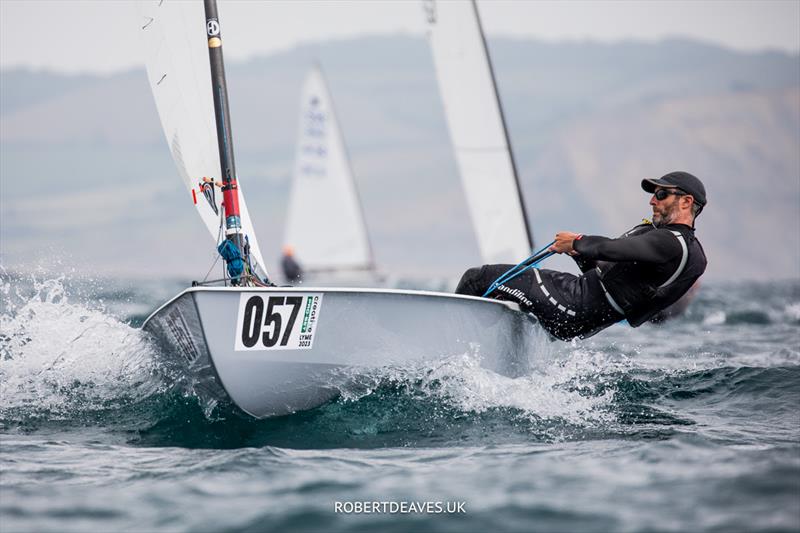 OK Dinghy Worlds Day 3 - Ed Bradburn, GBR photo copyright Robert Deaves / www.robertdeaves.uk taken at Lyme Regis Sailing Club and featuring the OK class