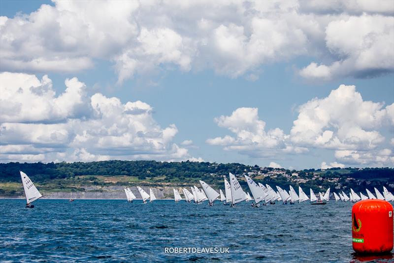 OK Dinghy Worlds Day 4 - Race 7 photo copyright Robert Deaves / www.robertdeaves.uk taken at Lyme Regis Sailing Club and featuring the OK class