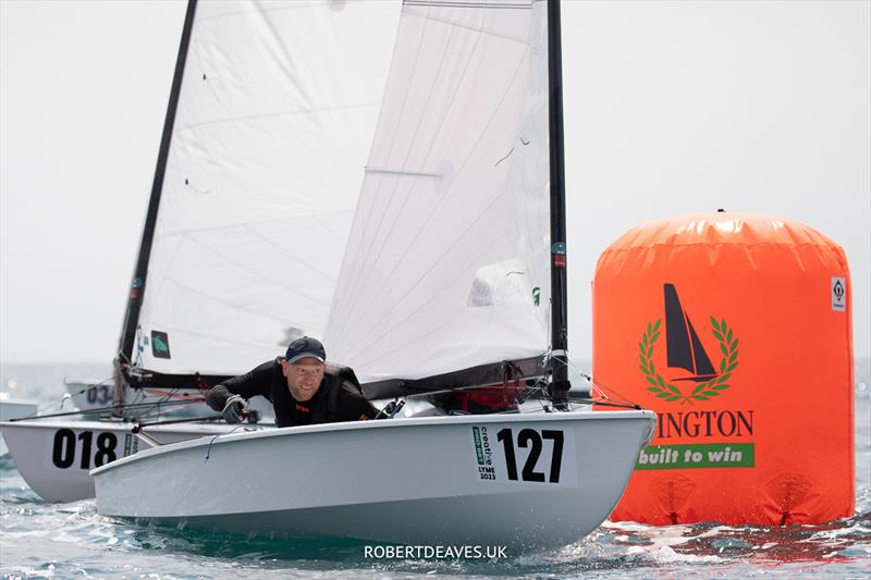 OK Dinghy Worlds Day 4 - Niklas Edler, SWE photo copyright Robert Deaves / www.robertdeaves.uk taken at Lyme Regis Sailing Club and featuring the OK class