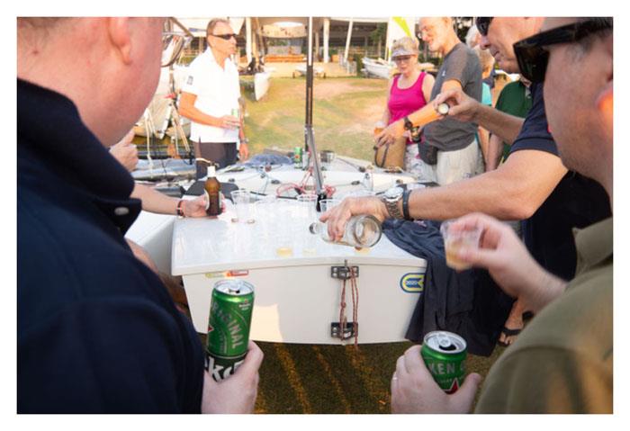 Lots of members checking out the fit-out of an 2020 Ovington OK Dinghy photo copyright Stefaan de Vos taken at Royal Varuna Yacht Club and featuring the OK class