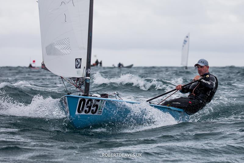 Andy Davis during the 2023 OK Dinghy World Championship, Lyme Regis, UK photo copyright Robert Deaves / www.robertdeaves.uk taken at Lyme Regis Sailing Club and featuring the OK class