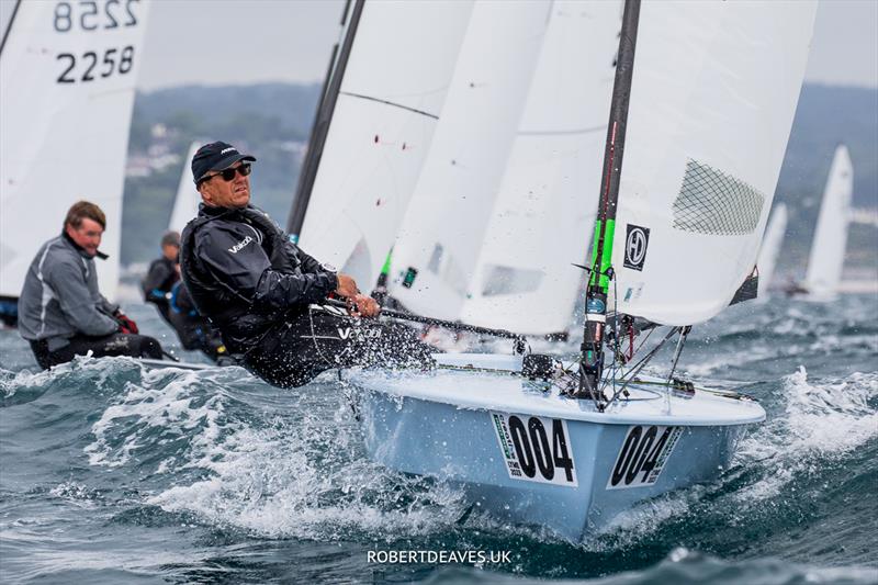 Chris Turner during the 2023 OK Dinghy World Championship, Lyme Regis, UK photo copyright Robert Deaves / www.robertdeaves.uk taken at Lyme Regis Sailing Club and featuring the OK class