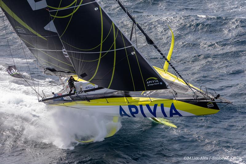 Charlie Dalin on Apivia takes the lead in the Vendée Globe photo copyright J.M.Liot / Apivia / #VG2020 taken at  and featuring the IMOCA class