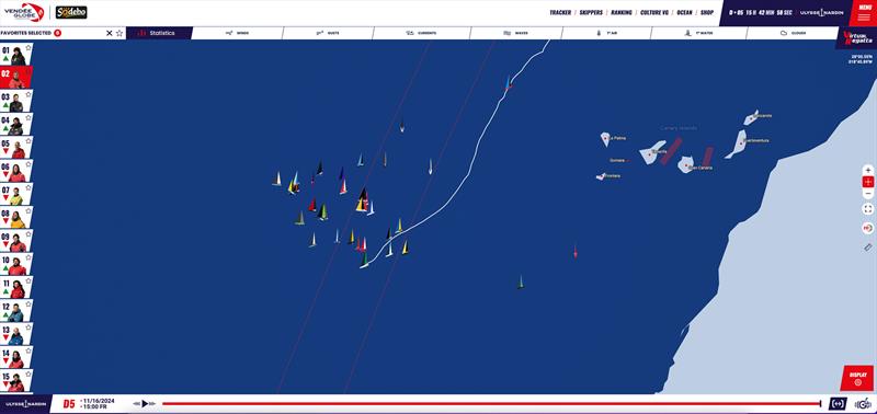 The spread across the fleet is over 800nm - Vendee Globe - 1000hrs UTC - Day 6 - November 16, 2024 photo copyright Predictwind.com taken at Yacht Club de France and featuring the IMOCA class