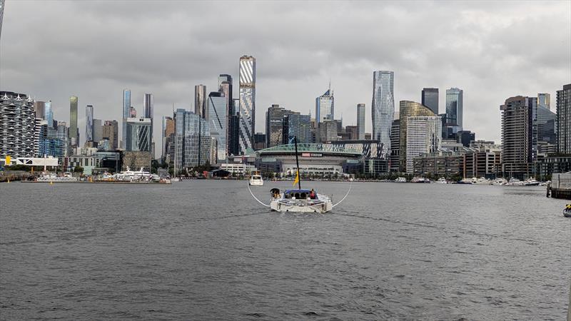 Pip Hare (Medallia) arrives in Melbourne - December 29, 2024  photo copyright Team Medallia taken at Royal Yacht Squadron and featuring the IMOCA class