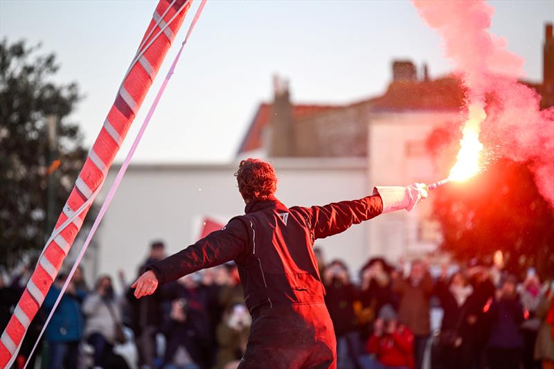 Tanguy Le Turquais celebrating after taking 17th place in the Vendée Globe - photo © Jean-Louis Carli