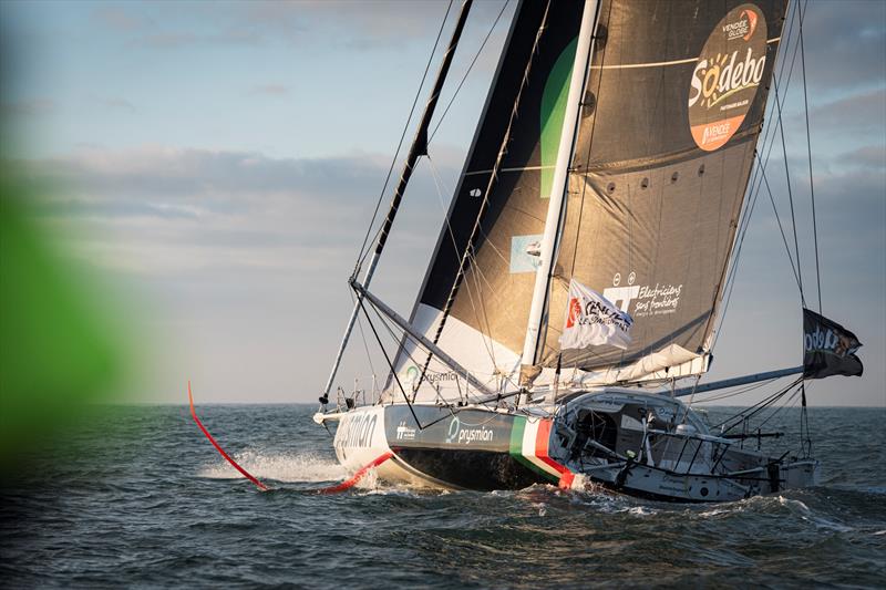 Giancarlo Pedote crossing finish line - photo © Julien Champolion / PolaRYSE