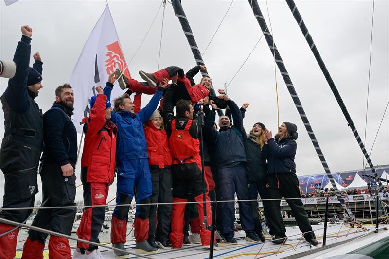 DeVenir skipper Violette Dorange (FRA) is celebrating with her family after taking 25th place in the Vendée Globe, on February 09, in Les Sables d'Olonne, France - photo © Olivier Blanchet / Alea