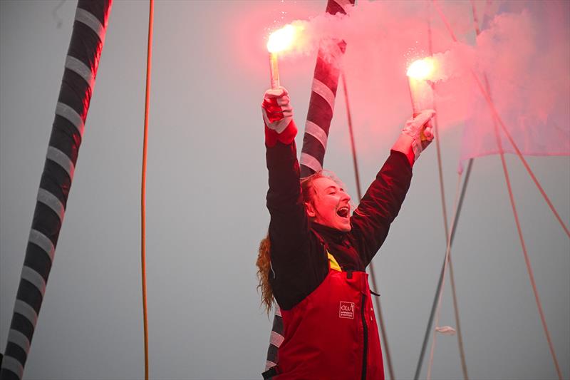 DeVenir skipper Violette Dorange (FRA) is celebrating after taking 25th place in the Vendée Globe, on February 09, in Les Sables d'Olonne, France - photo © Vincent Curutchet / Alea