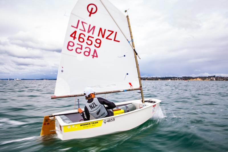 George Lee Rush (NZL) - 2019 Toyota NZ Optimist Nationals Day 4, April 2019 - Murrays Bay SC photo copyright Rachel von Zalinski - LSD taken at Murrays Bay Sailing Club and featuring the Optimist class