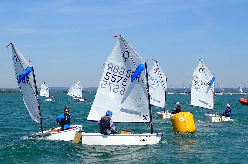 Magic Marine UK Optimist open meeting at Hayling Island - Coached fleet photo copyright TeamHISC taken at Hayling Island Sailing Club and featuring the Optimist class