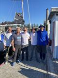 The `D2WA` delivery crew: Erik Kristen, Erden Eruç, Paul Bieker, Leo Bieker, and the author, in Port Townsend, Washington, 92 hours after departing Ketchikan, Alaska © David Schmidt