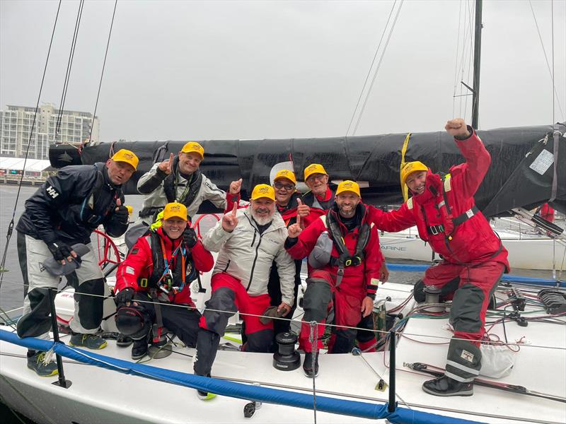 The Jackal crew having arrived into Hobart - 2025 Melbourne to Hobart Yacht Race photo copyright ORCV Media taken at Ocean Racing Club of Victoria and featuring the ORC class