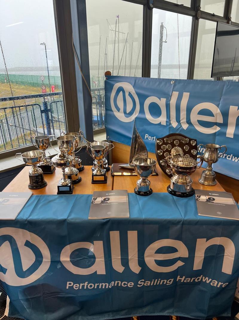 The trophy table during the Allen Phantom Nationals at Sunderland photo copyright Mark Spruce taken at Sunderland Yacht Club and featuring the Phantom class