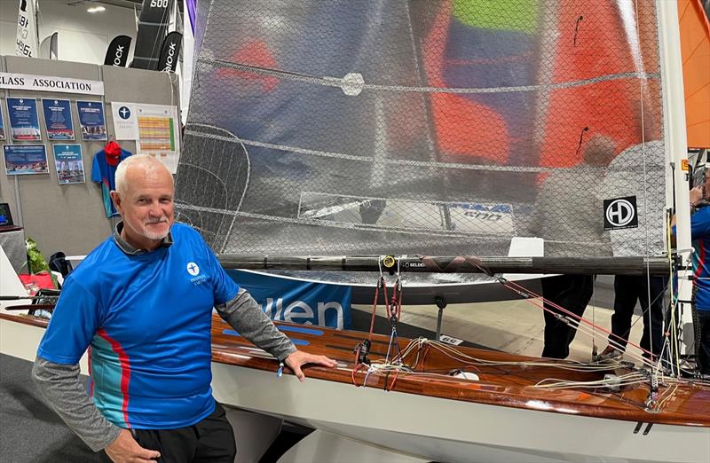 Alan Husk owner of the John Claridge ‘woodie' on the Phantom class stand at the RYA Dinghy & Watersports Show photo copyright Mike Webster & Andy Smith taken at RYA Dinghy Show and featuring the Phantom class