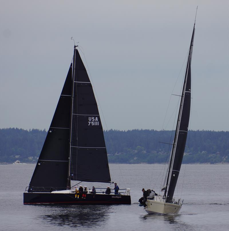 Hooligan and Terramoto just after the start of the Vashon Island Race - photo © YachtRacing.tv