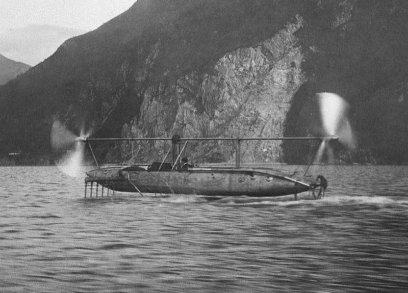 Enrico Forlanini demonstrating his foiler on Lake Maggiore, though in proving the effectiveness of the principles the safety aspects of his hydrofoil made one shudder today! - photo © Archive