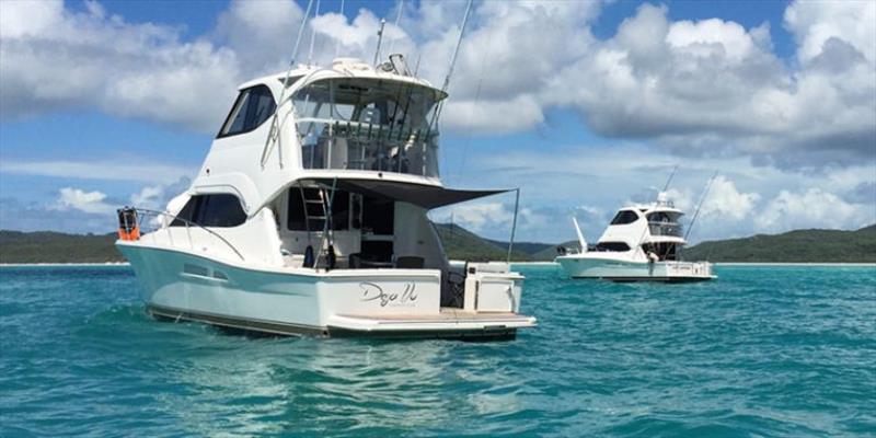 Moored at Chalkies Beach in the Whitsunday Islands - photo © Riviera Australia