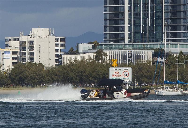 Time to turn before you get to that 6-knot, no wash zone photo copyright John Curnow taken at  and featuring the Power boat class