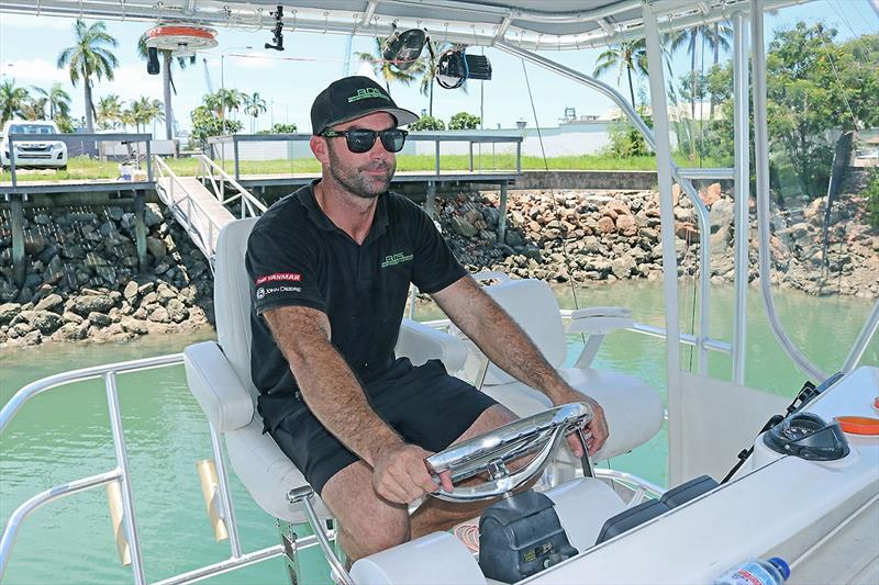 Brad Belcher of Belcher Diesel Services takes the wheel of the Luhrs 37 which he recently repowered with common-rail Yanmar 6LY440s for a more responsive, smoother and quieter engine configuration - photo © Power Equipment